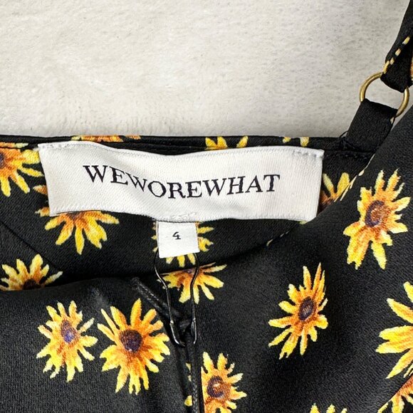WeWoreWhat Black Babydoll Midi Slip Dress Sz 4 Daisy Print Fairy Grunge NWT - Picture 5 of 14